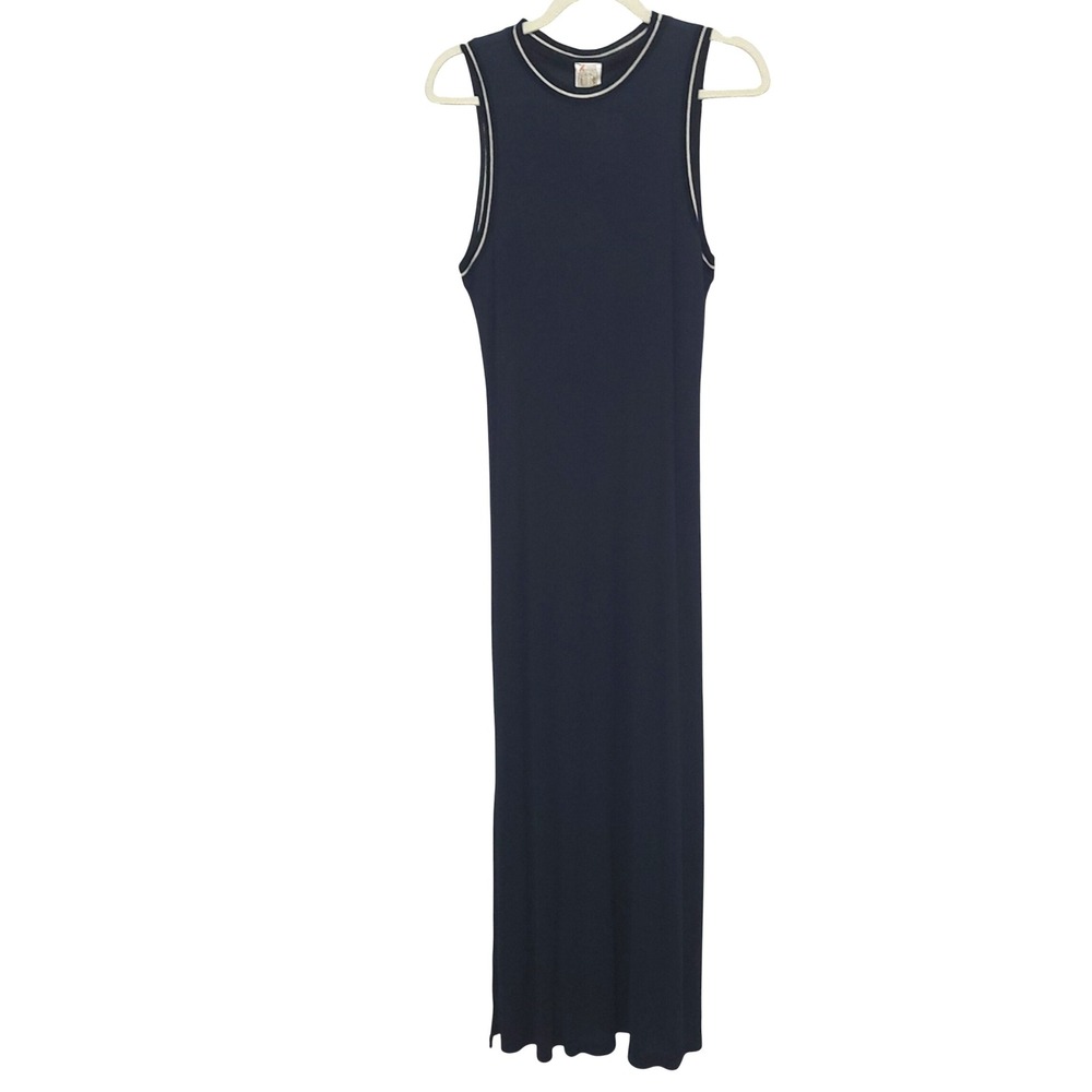 NWT‎ Studio 000.1 Ferre Made In Italy Size 46/US 10 Blue Sheer Maxi Dress